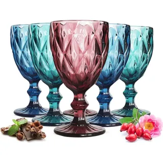 6 bunte Weingläser 300ml Weinglas Rotweingläser Weißweinglas