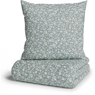 my home Bettwäsche »Mariby« 2 tlg. mit feinem Blümchen Design, skandinavisch, romantische Bettwäsche, grün