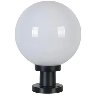 XINYASEE LED Kugel Außenleuchte, IP44 Wasserdicht, Weiß Acryl Kugel, Schwarz Metall Sockel, Gartenleuchte für Terrasse, Hof, Eingang, E27 Fassung, Modernes Design (groß)