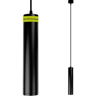 INNOVATE LED Pendelleuchte – Deckenlampe höhenverstellbar [230V GU10 LED 300 mm Schwarz] elegante Hängelampe aus Aluminium für Kücheninsel I Zylinder Deckenleuchte Esstisch excl. Leuchtmittel