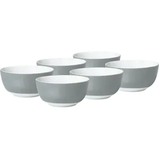 Van Well Müslischalenset , Grau, Weiß , Keramik , 6-teilig , rund , Geschirr, Schalen & Schüsseln, Müslischalen