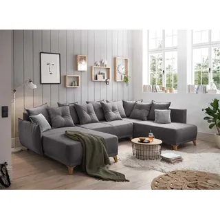 ed exciting design ED Lifestyle Pamplona REC 2F OTM Sofa universal aufbaubar Holzwerkstoff/Nosag - Silber 4-Sitzer, Schaumstoffflocken, einmalig seitenverkehrt montierbar, 91x338 cm