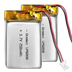 2 STÜCKE 3,7 V Li-Ion 502030 Akku 250 mAh Lipo-Akku Wiederaufladbarer Lithium-Polymer-Ionen-Akku mit JST-Anschluss