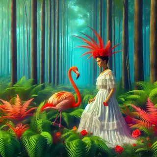 queence Acrylglasbild »Women Art - Katharina Kolenda« Baum   Baumbilder   Blumen   Blumenbilder   Bäume   Fantasy   Flamingos   Frau   Vogelbilder   Vögel 1 Stk. tlg. Kunst, knallige Farben, bunt, bunt