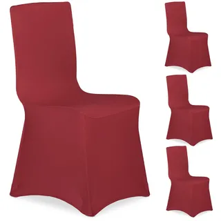Relaxdays Stuhlhussen 4er Set Dunkelrot