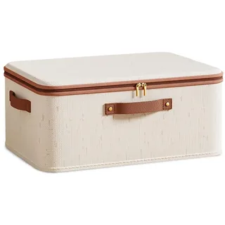 Onperpoe Aufbewahrungsbox 15L Schrank Flache Faltbare Aufbewahrungsboxen mit Deckel Stoff Aufbewahrungsbehälter mit Griffen Kleidung Aufbewahrung Kleiderboxen Aufbewahrung für Kleidung Decken Kissen