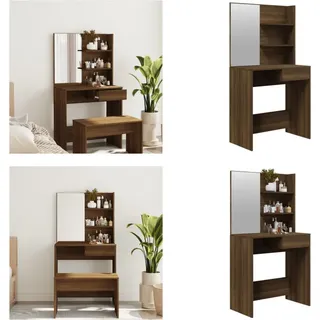 vidaXL Schminktisch mit Spiegel Braun Eiche 74,5x40x141 cm - Schminktisch - Schminktische - Kosmetiktisch - Frisiertisch - Braun