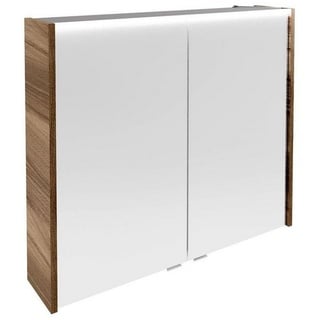 Fackelmann LED-Spiegelschrank Verona 80 cm 2 Türen Nussbaum