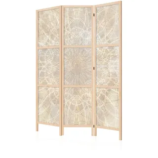 LUMASOUL Japanische Trennwand Paravent Raumteiler 135x172 cm Mandala 19 | Vorderseite mit Motiv, neutrale Rückseite, faltbar, freistehend und dekorativ