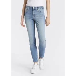 Slim-fit-Jeans BOSS ORANGE "JACKIE MR 11.0 Premium Damenmode", Damen, Gr. 33, Länge 30, medium blau 423, Denim/Jeans, Obermaterial: 92% Baumwolle, 6% Polyester, 2% Elasthan, unifarben, slim fit lang, Jeans Slim-fit-Jeans, im 5-Pocket-Stil, Mid Rise