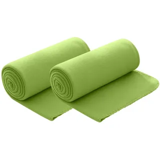 Wometo 2er Set Polar Fleecedecke oekoTex 130x160 ca. 400g mit Anti-Pilling und Kettelrand grün