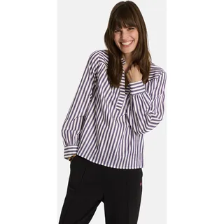 Schlupfbluse LIEBLINGSSTÜCK "Betsey", Damen, Gr. 40, weiß (sanftes weiß), Web, Obermaterial: 60% Lyocell, 40% Baumwolle, gemustert, gestreift, mehrfarbig, V-Ausschnitt, 2-Knopf-Manschette, Blusen Schlupfbluse, mit Tunika-Ausschnitt