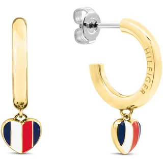 Tommy Hilfiger Damen-Ohrringe mit Herzanhänger, goldfarben | Heart-Charms-Kollektion, goldfarben, SKU: 2781067