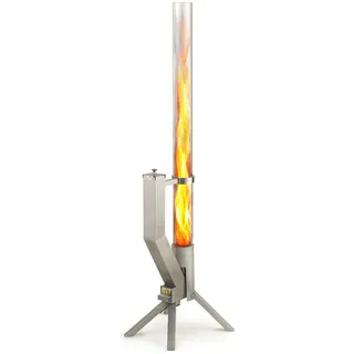 gardenflare Feuerrohr aus Edelstahl Feuersäule und Pelletfackel – Silber