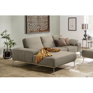 W.Schillig Ecksofa "run, Designsofa mit tollem Sitzkomfort, L-Form", mit elegantem Holzsockel, Füße in Chrom glänzend, Breite 279 cm, ecru w82),