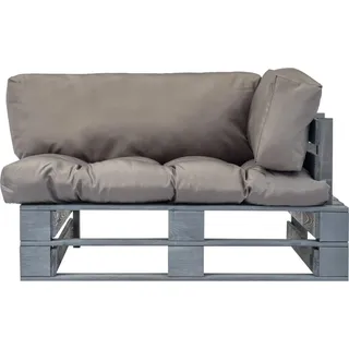 vidaXL Outdoor-Sofa Paletten mit Kissen in Grau Kiefernholz - Grau