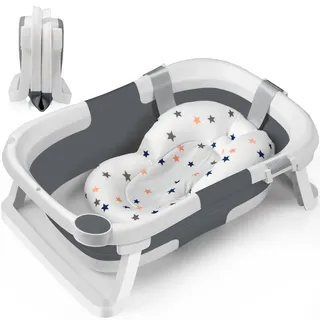 DEANIC Baby Badewanne, Babybadewanne Neugeborene von 0-6-12 Monaten Geeignet, Portable Baby Bathtub Nimmt Keinen Platz Weg, Baby Wanne (Grau)