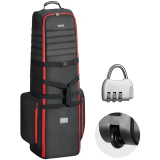 Vevor Golf Reisetasche Golfgepäck mit Rädern, strapazierfähiges 1800D-Polyester-Oxford, weiche Golfschläger-Aufbewahrungstasche für Flugzeuge, wasserdicht verschleißfest rot + schwarz