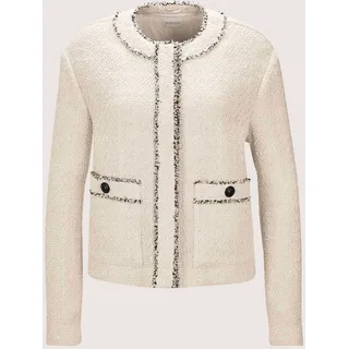 Jerseyblazer MADELEINE "Blazer Kurzblazer in Bouclé-Optik", Damen, Gr. 44, weiß (wollweiß, schwarz), Obermaterial: 100% Polyester PES., Modern, normal, Blazer Jerseyblazer
