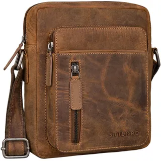 STILORD 'Dain' Umhängetasche Herren klein Leder Schultertasche Herrentasche zum Umhängen Herrenhandtasche Echt-Leder Crossbody Bag Ledertasche Vintage klein Echtleder, Farbe:bergamo - braun