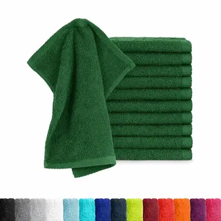 BaSaTex - 10er Pack Seiftücher für Gesichts- & Körperreinigung im Set - Frottee Seiflappen aus weicher Baumwolle in 30x30cm - Waschlappen Öko-Tex Made in Green Zertifiziert - Dunkelgrün