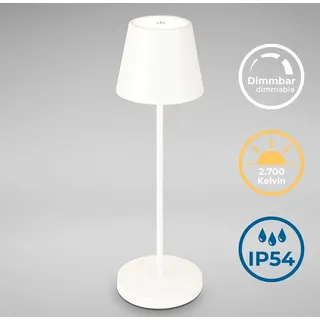 LED Außen-Tischleuchte Akku Lampe dimmbar weiß 3W Touch IP54 warmweiß Terrasse - Schwarz, Weiß