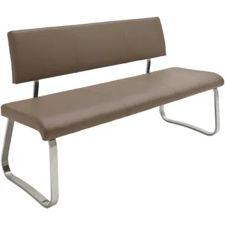 Livetastic Sitzbank , Edelstahlfarben, Cappuccino , Metall, Kunststoff , Füllung: Schaumstoff , 155x86x59 cm , mit Rückenlehne , Esszimmer, Bänke, Sitzbänke