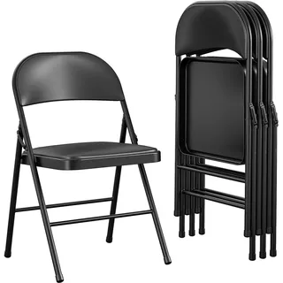 Cosco Premium Vinyl Gepolsterter Metall Klappstuhl 4er-Pack Schwarz
