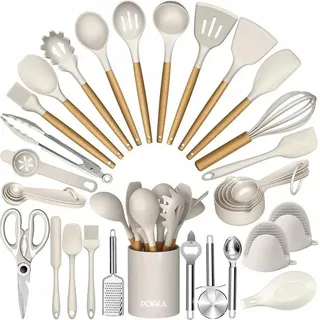 Set mit 34-teiligem Silikon-Küchenzubehör, schwarz, XXL - Schwarz