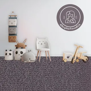 Andiamo Teppichboden »Sina, Velours, Made in Belgium« rechteckig 6 mm Höhe Uni Farben, Breite 400 cm, strapazierfähig, pflegeleicht, Wohnzimmer, grau