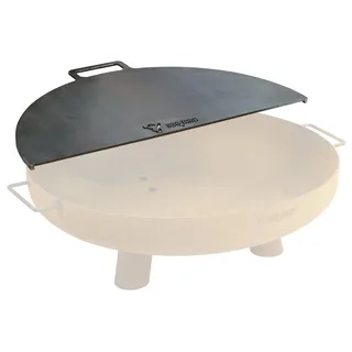 BBQ-Toro Kohlenstoffstahl Grillplatte für Ø 70 cm Feuerschalen, Halbrund mit Griff, Grau - Schwarz