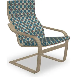 ABAKUHAUS Abstrakt Poäng Sessel Polster, Runde Formen Squares, Sitzkissen mit Stuhlkissen mit Hakenschlaufe und Reißverschluss, Petrol Blau Redwood - Blau