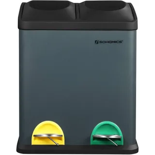 Songmics Mülleimer 30 l Rauchgrau-Schwarz