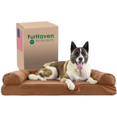 Furhaven XL Memory Foam Dog Bed Quilted Sofa-Style w/Removable Washable Cover - Toasted Brown, Jumbo (X-Large)