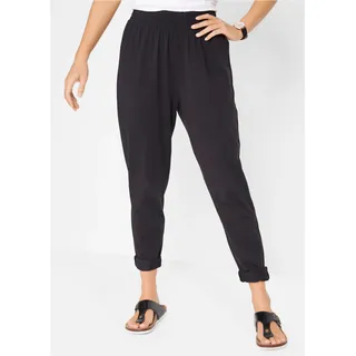 Haremshose BONPRIX, Damen, Gr. 44/46 (L), N-Gr, schwarz, Jersey, Obermaterial: 95% Baumwolle, 5% Elasthan, unifarben, loose fit lang, Hosen Haremshose, aus Baumwolle und Elasthan, elastischer Bund mit Gummizug