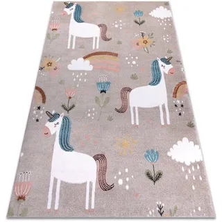 RugsX Teppich Fun Sweety für Kinder, Einhorn, Regenbogen beige 120x170 cm