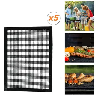 Grillgitter Antihaft BBQ Grill Unterlage Schale Gitter Non-Stick 5er_ Set