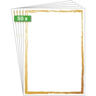 Sigel Briefpapier mit Motiv Golden Frame Weiß 50 Blatt