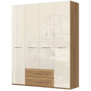 OTTO home Home »Gala, beige hochglänzend UV lackiert, kratzfest, FSC-zertifiziert« abgerundete Schubladen aus MDF, im Holzdekor, soft-close, hoher Schrank (224cm), wahlweise in 4 Breiten, Made in Europe,