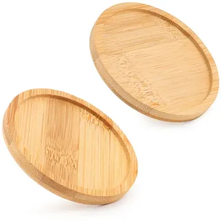 2 Stück Kerzentellerl Holzplatte, Runde Bambus Untersetzer, Kerzenhalter, Kerzen Dekoteller, für Blumentöpfe, für Kerzenständer, Dekorationen & Festtagszeremonien