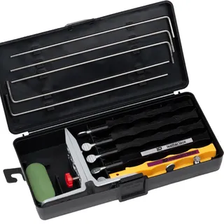 Lehwoik Messerschärfsystem, Profi-Messerschärfer mit Kontrolliertem Winkel, Kochmesserschärfer für den Innen und Außenbereich mit 4 Stein (Kein Honöl) Für Küchenmesser, Jagdmesser & Outdoor-Einsatz