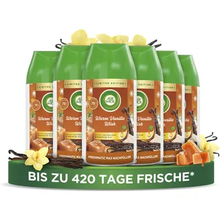 Air Wick Freshmatic Max Raumspray – Nachfüller für den Air Wick Freshmatic Max – Duft: Warm Vanilla Wish – 6 x 250 ml Nachfüller