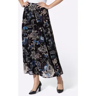 Webrock HEINE, Damen, Gr. 40, bunt (schwarz, taupe, bedruckt), 100% Polyester, bedruckt, geblümt, gemustert, mehrfarbig, lang, Röcke Webrock