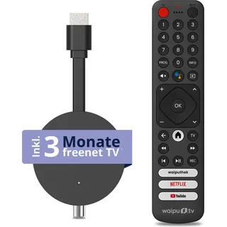 Freenet TV Hybrid TV Stick 3 Monate, TV, Bluetooth, Drucktasten, Wiederaufladbar, Schwarz - Schwarz