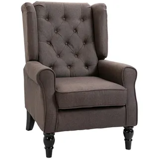 Homcom Ohrensessel mit Tufting Polyester 76 x 108 x 86 cm Braun