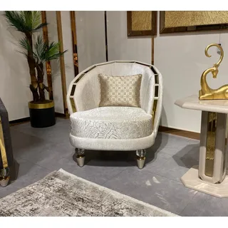 Sessel 1 Sitzer Wohnzimmer Textil Lounge Polster Luxus Sitz Relax neu - Beige