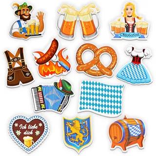 HOWAF 36 Stück Konfetti Dirndl Lederhose Bier Brezel Papier Streudeko Oktoberfest Tischdeko Bayrische Wiesn Party Tisch Bayern Deko