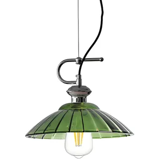 HJXDtech Industrielle Glas Pendelleuchte mit Chrom-Akzenten & 180cm verstellbares Hängekabel, E27 Vintage Hängelampe für Küche Esszimmer Schlafzimmer (Grün, 30cm)