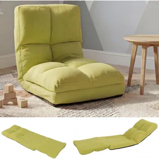 Bodensessel HWC-N45, Schlafsessel Klappsessel Funktionssessel, Schlaffunktion faltbar Stahlrahmen Samt grün - Grün