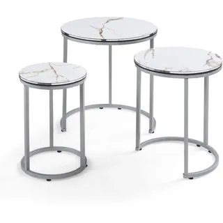 [en.casa] Satztisch Bornholm 50/50/55 , Weiß , Holzwerkstoff , 50x55x50 cm , Wohnzimmer, Wohnzimmertische, Beistelltische